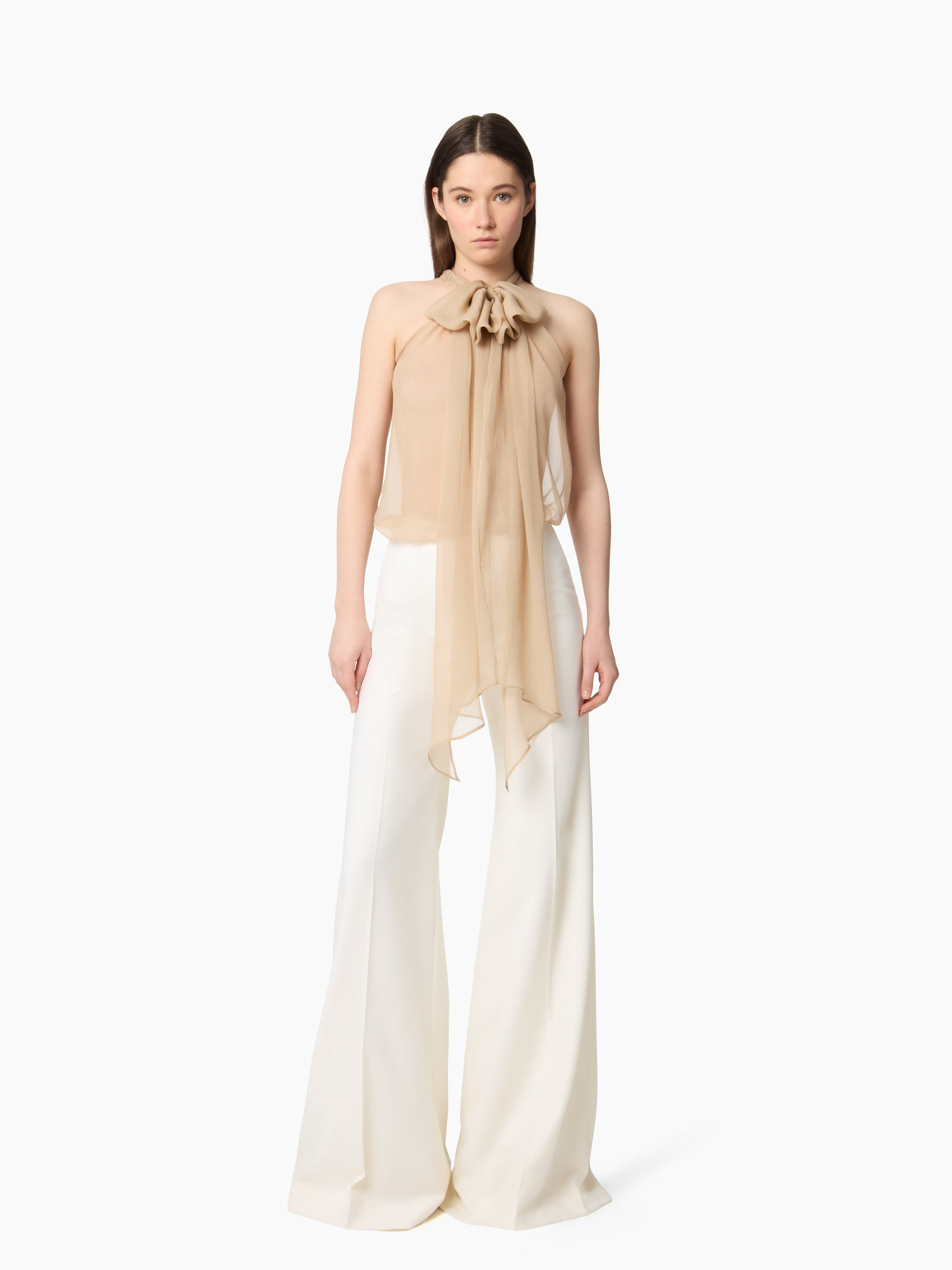 White Flared Wool Pants - 2