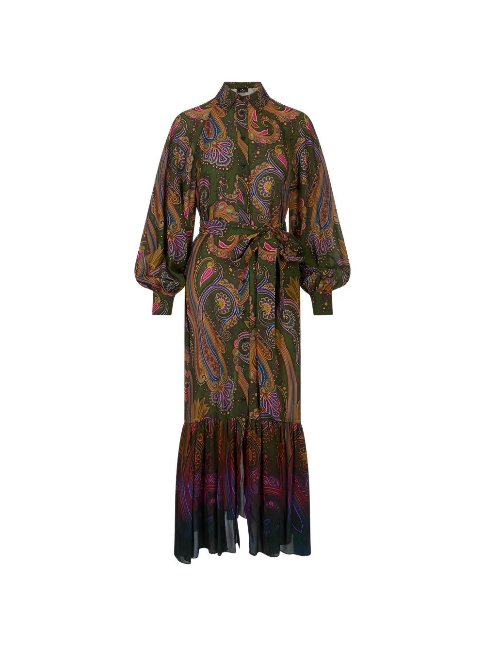 paisley-print belted dress - 1