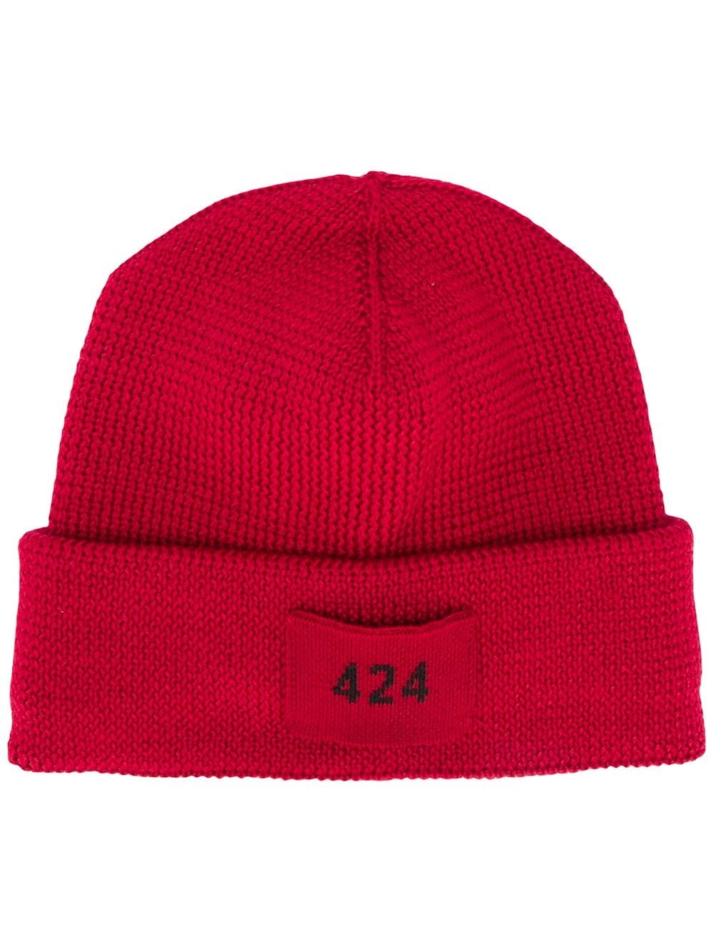 logo patch beanie hat - 1