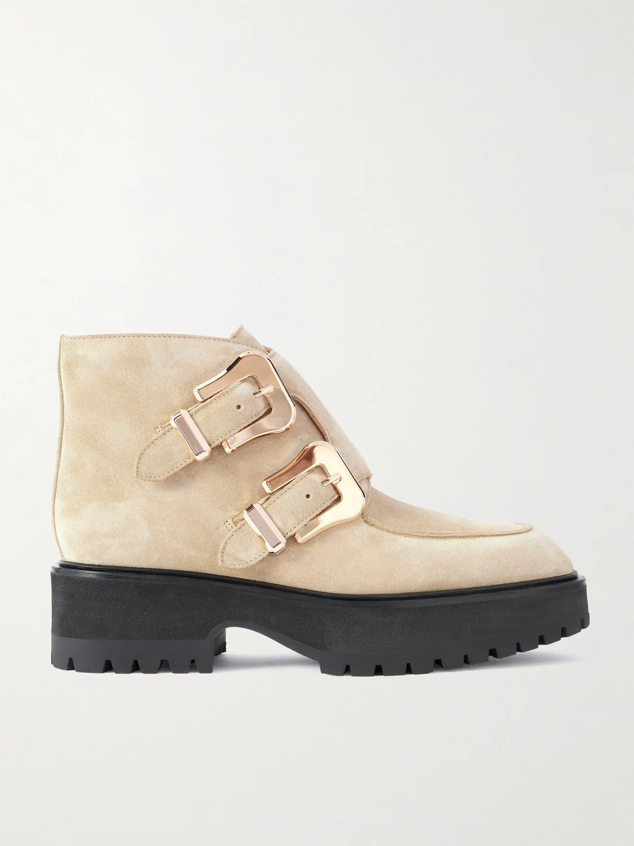 Apollo Buckled Suede Platform Ankle Boots - 1