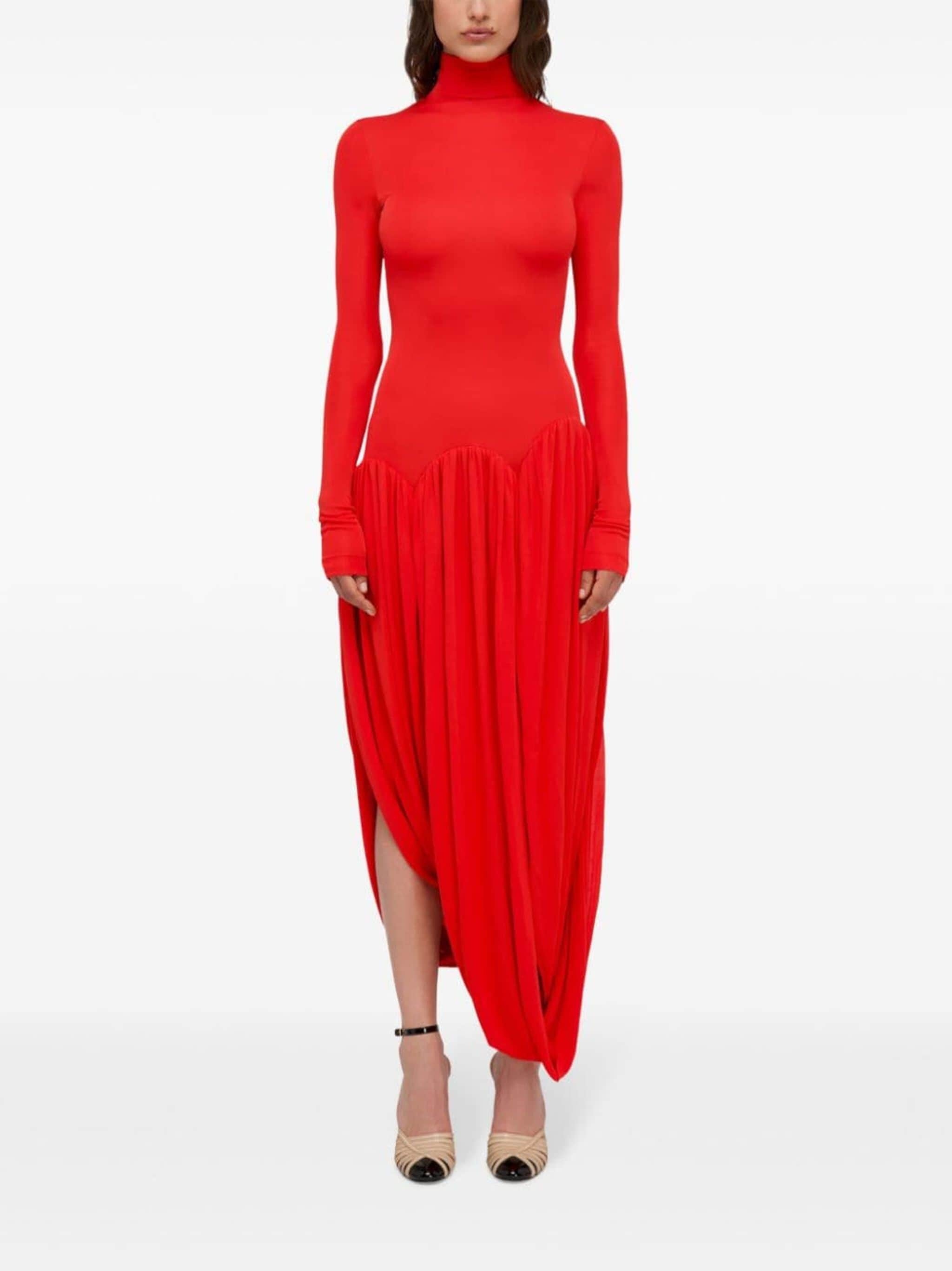 SALVATORE FERRAGAMO タフルフレストコト 13G147 0778355 FERRAGAMO Turtleneck dress with tulip skirt | REVERSIBLE