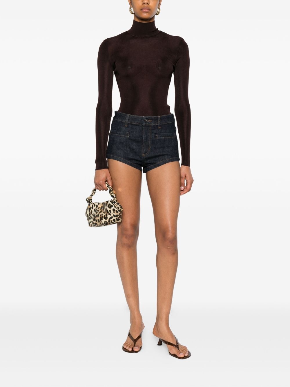 high-neck ribbed top - 2