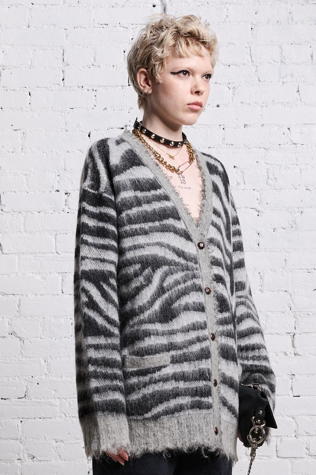 MOHAIR BOYFRIEND CARDIGAN - ZEBRA JACQUARD - 3