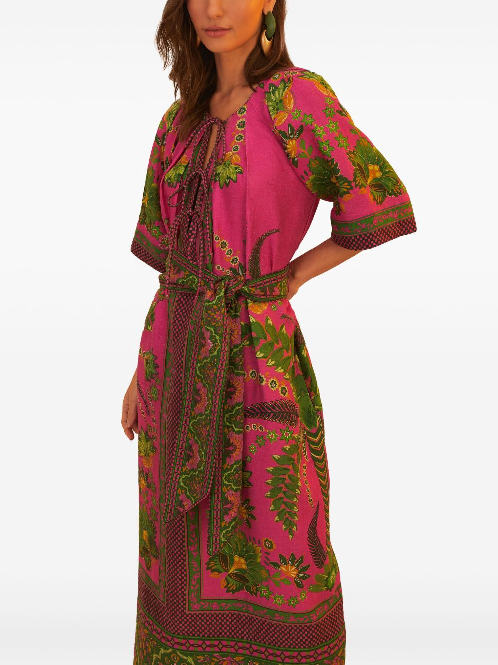 self-tie belt floral-print maxi dress - 3
