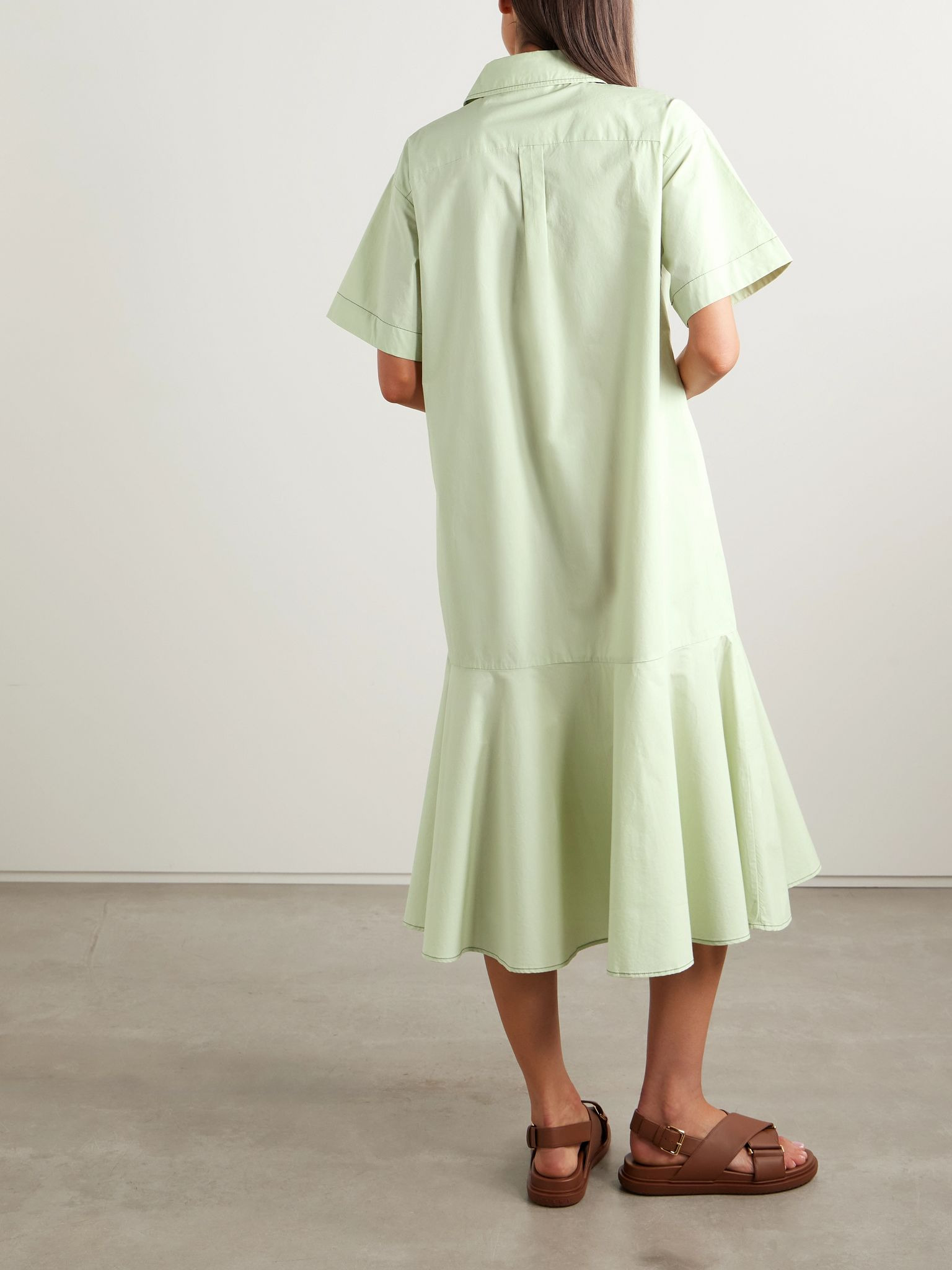 Sullivan cotton-poplin midi shirt dress Light green - 3
