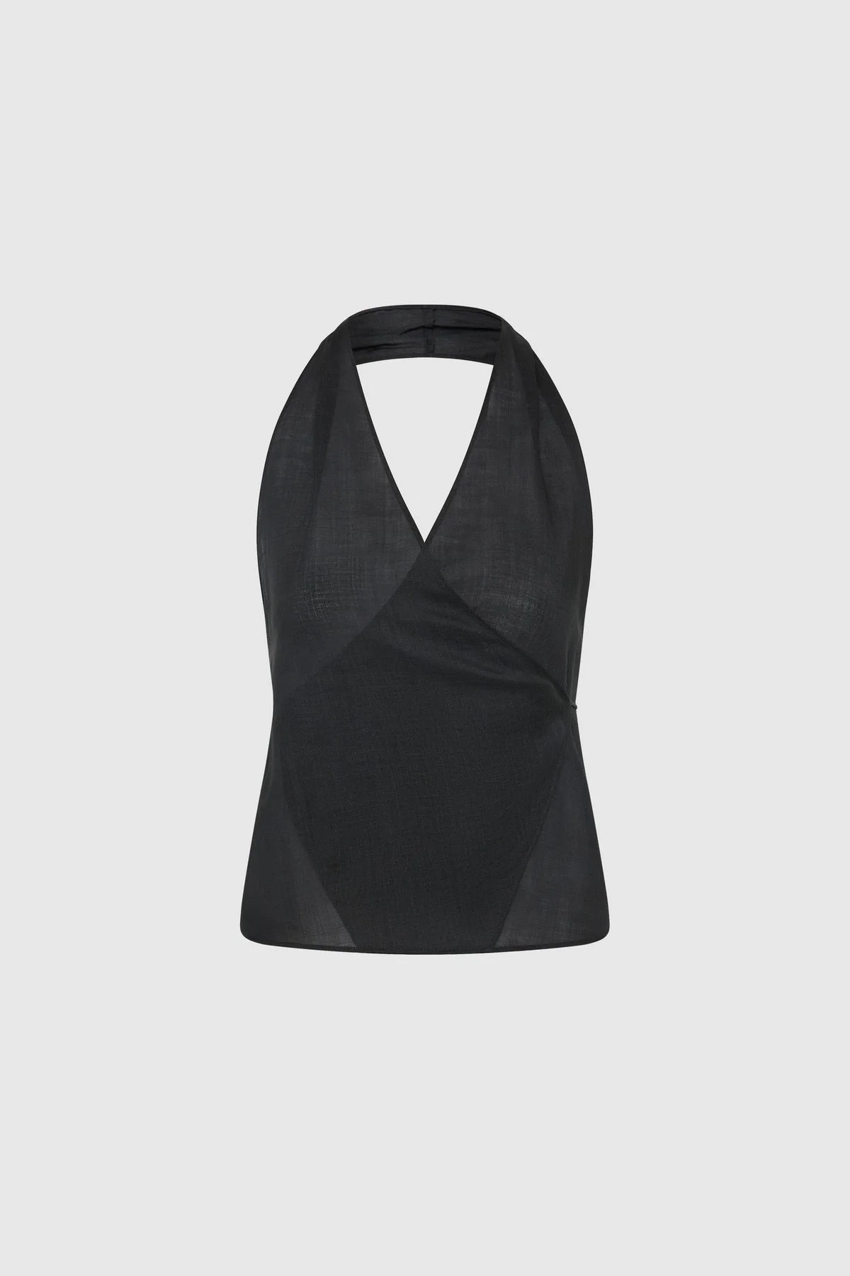 Transparent Wrap Halter Top - Black - 1