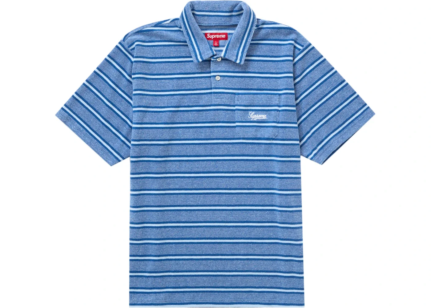 Supreme Stripe Terry S S Polo Royal - 1