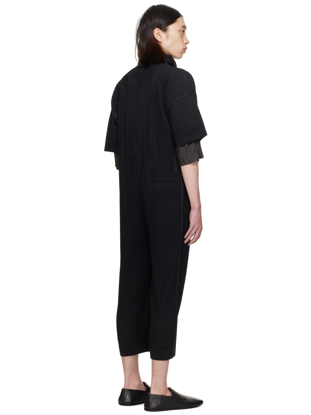 Black Pleats Bottoms Jumpsuit - 3