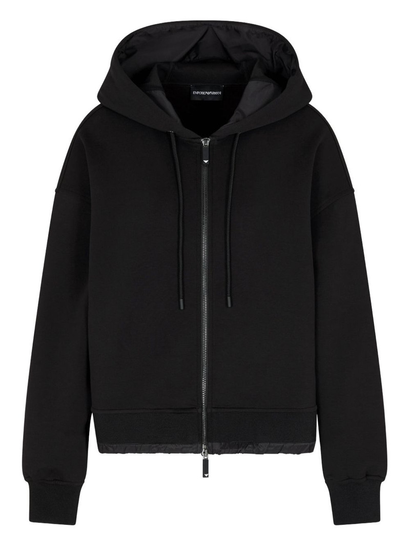 zip-up quilted-hem hoodie 1