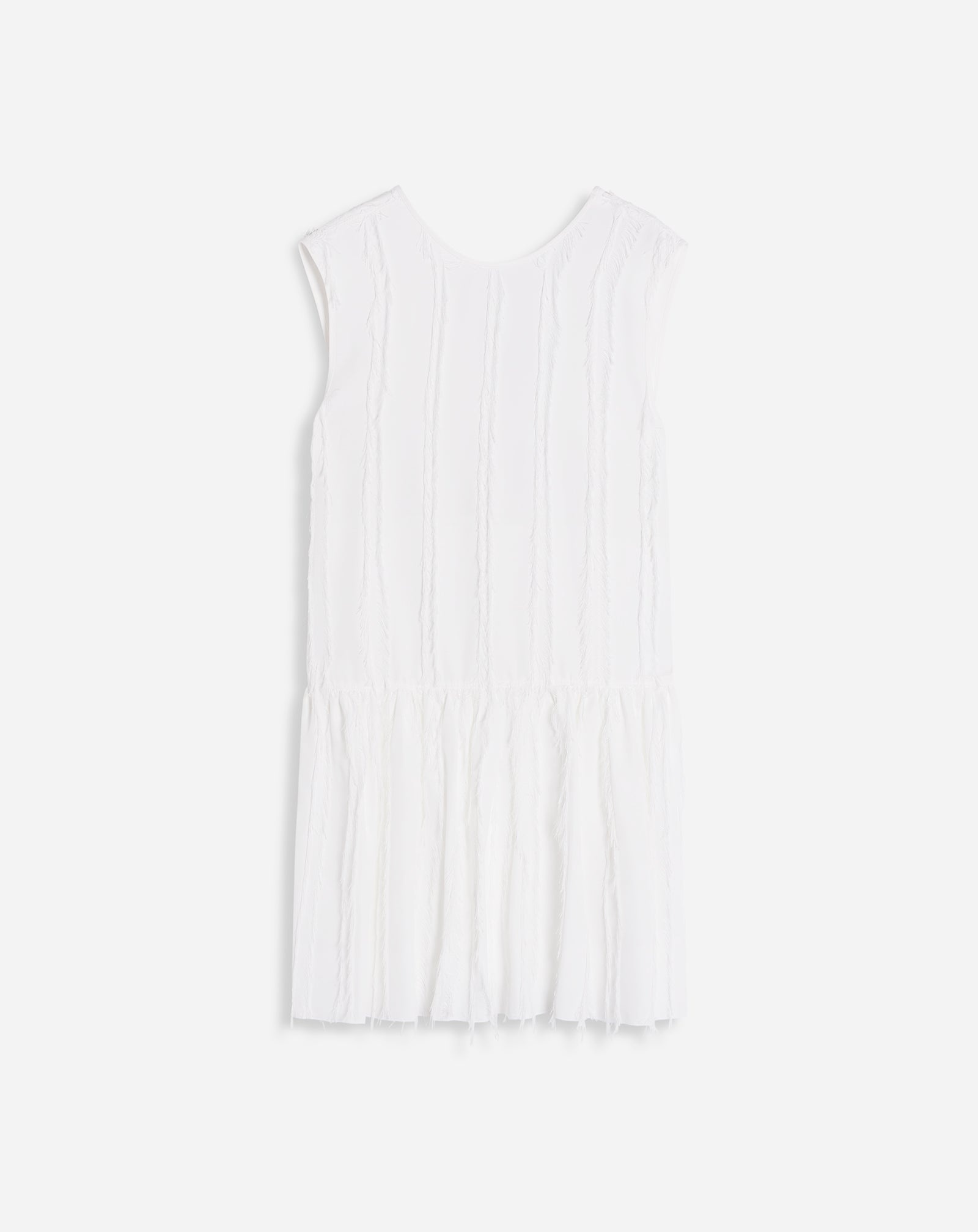 SLEEVLESS ROUND NECK DRESS WITH RUFFLES - 1