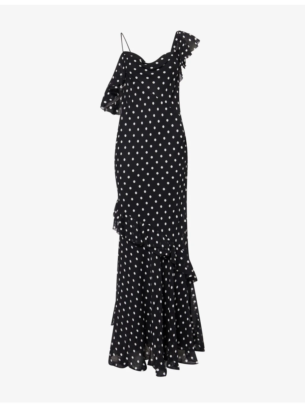 Polka Dot-Print Georgette Maxi Dress - 1