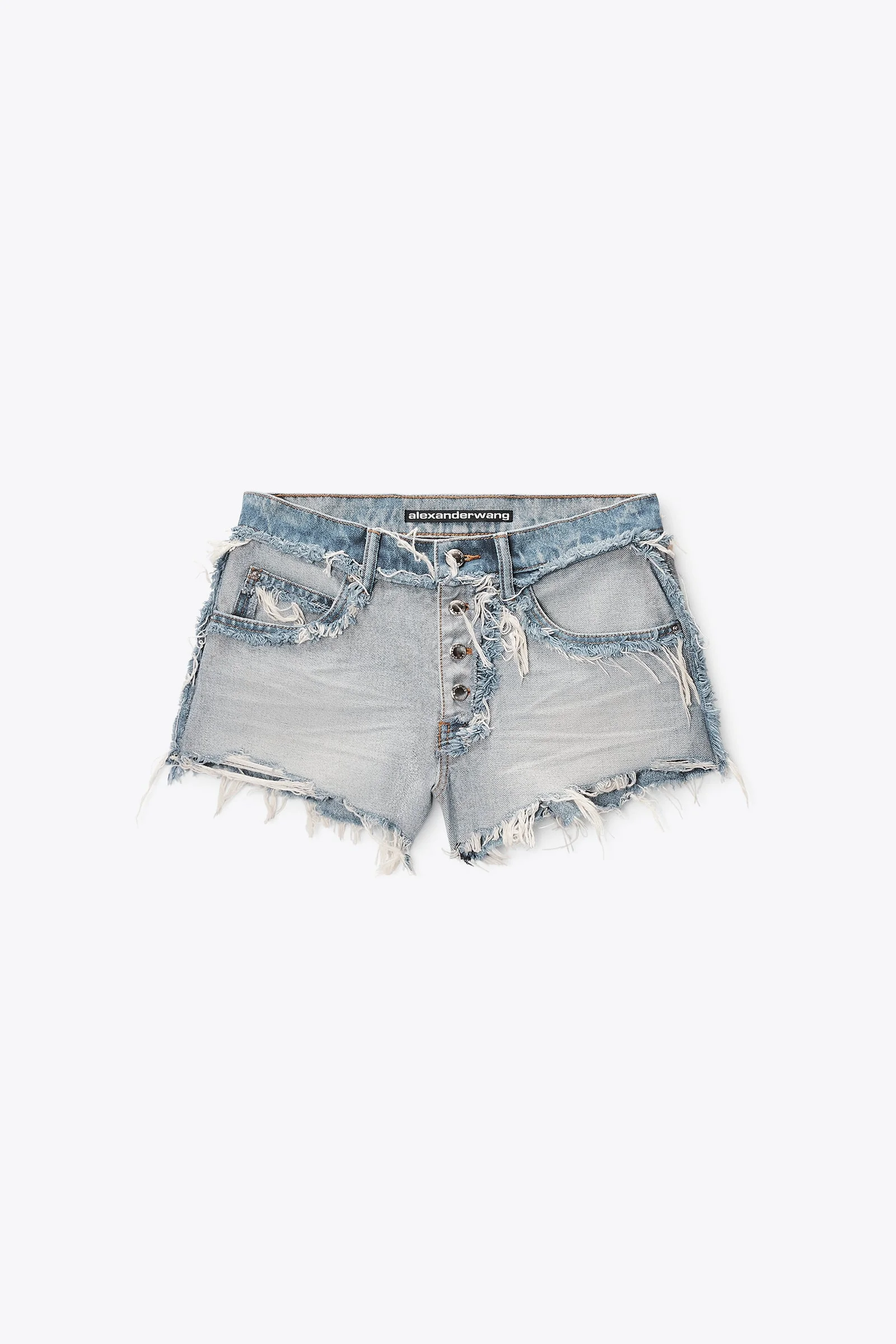 mid-rise inverted denim shorts with embossed logo - 1