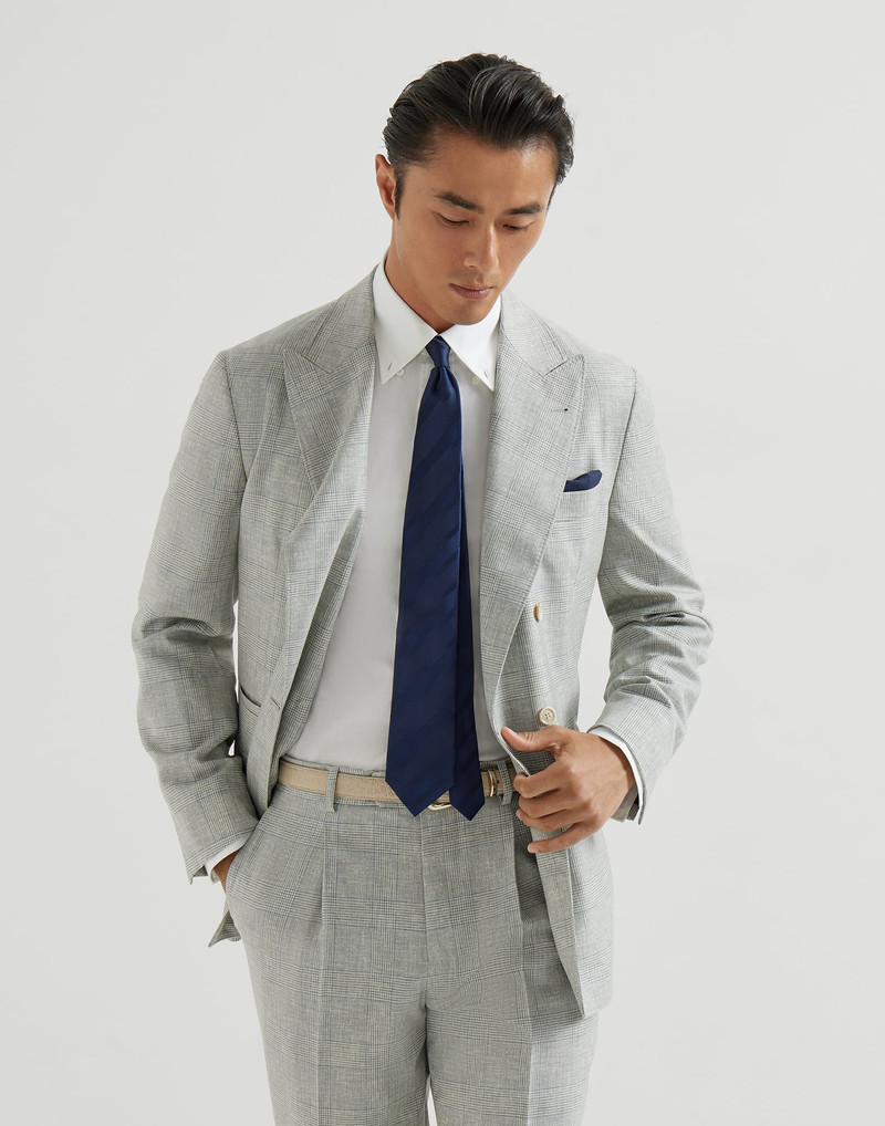 Virgin wool Prince of Wales fresco one-and-a-half breasted deconstructed blazer 5