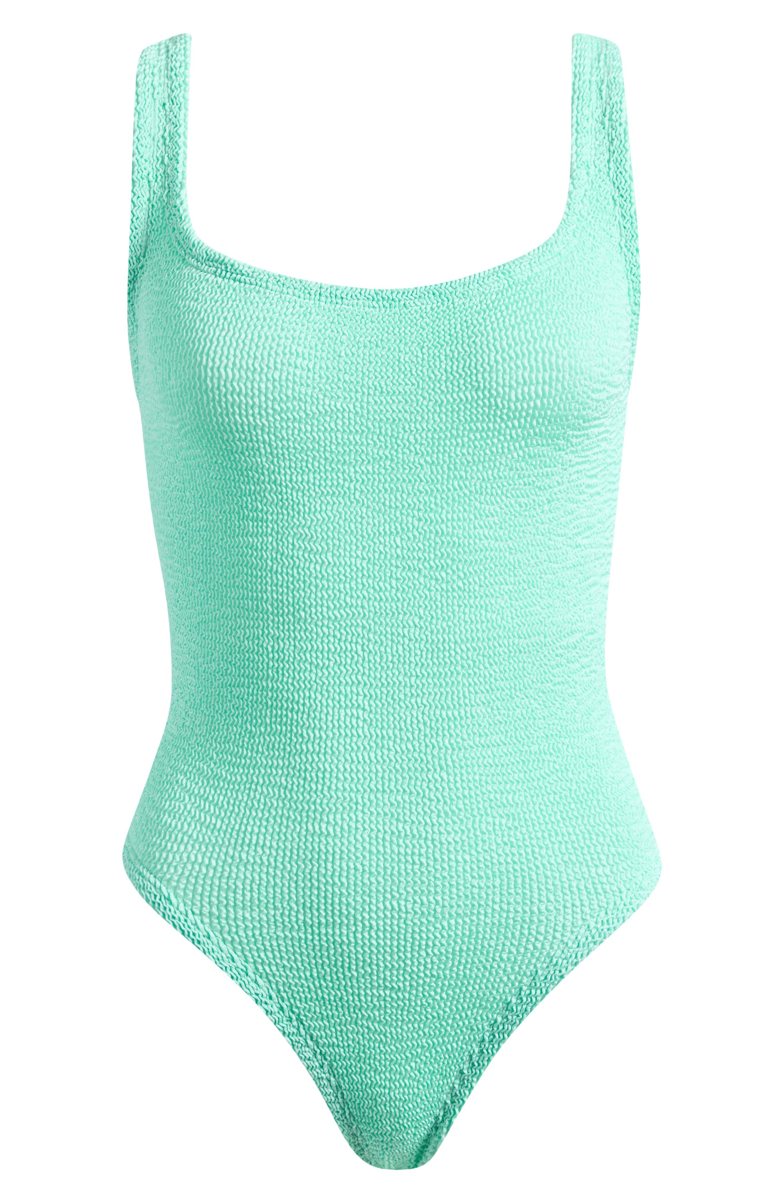 Hunza G Square Neck One-Piece Swimsuit in Metallic Mint at Nordstrom - 6