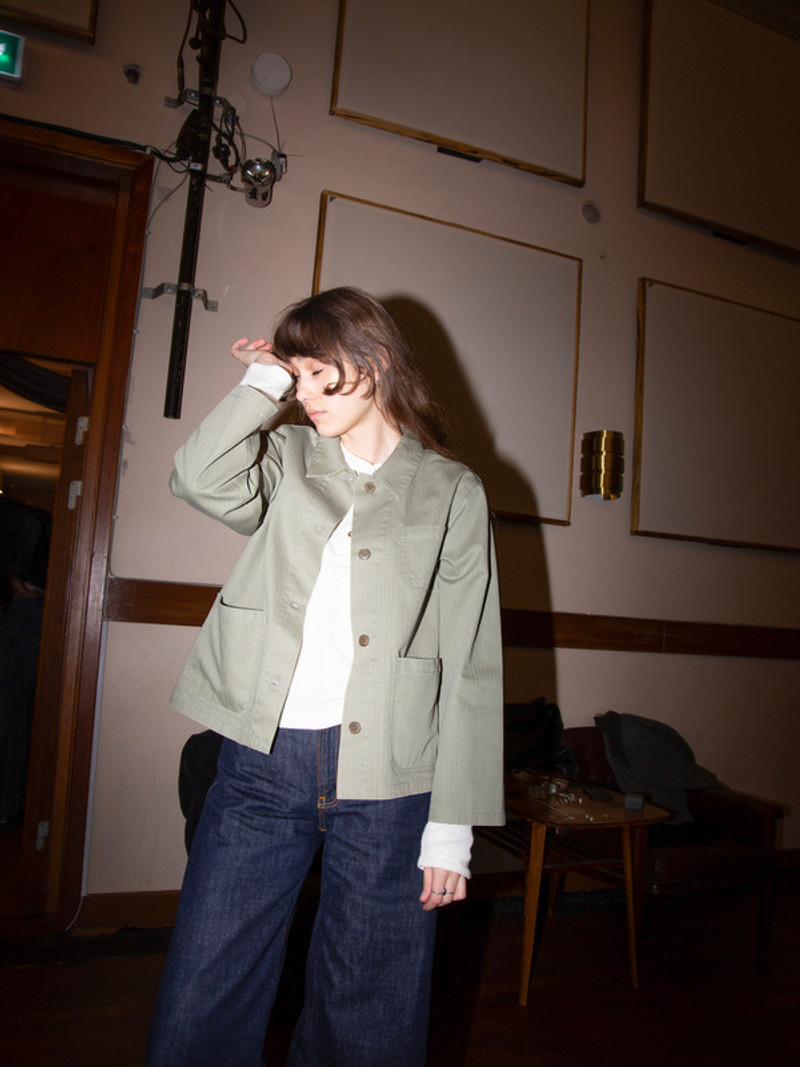 Nudie Jeans Lovis Herringbone Jacket Pale Green outlook