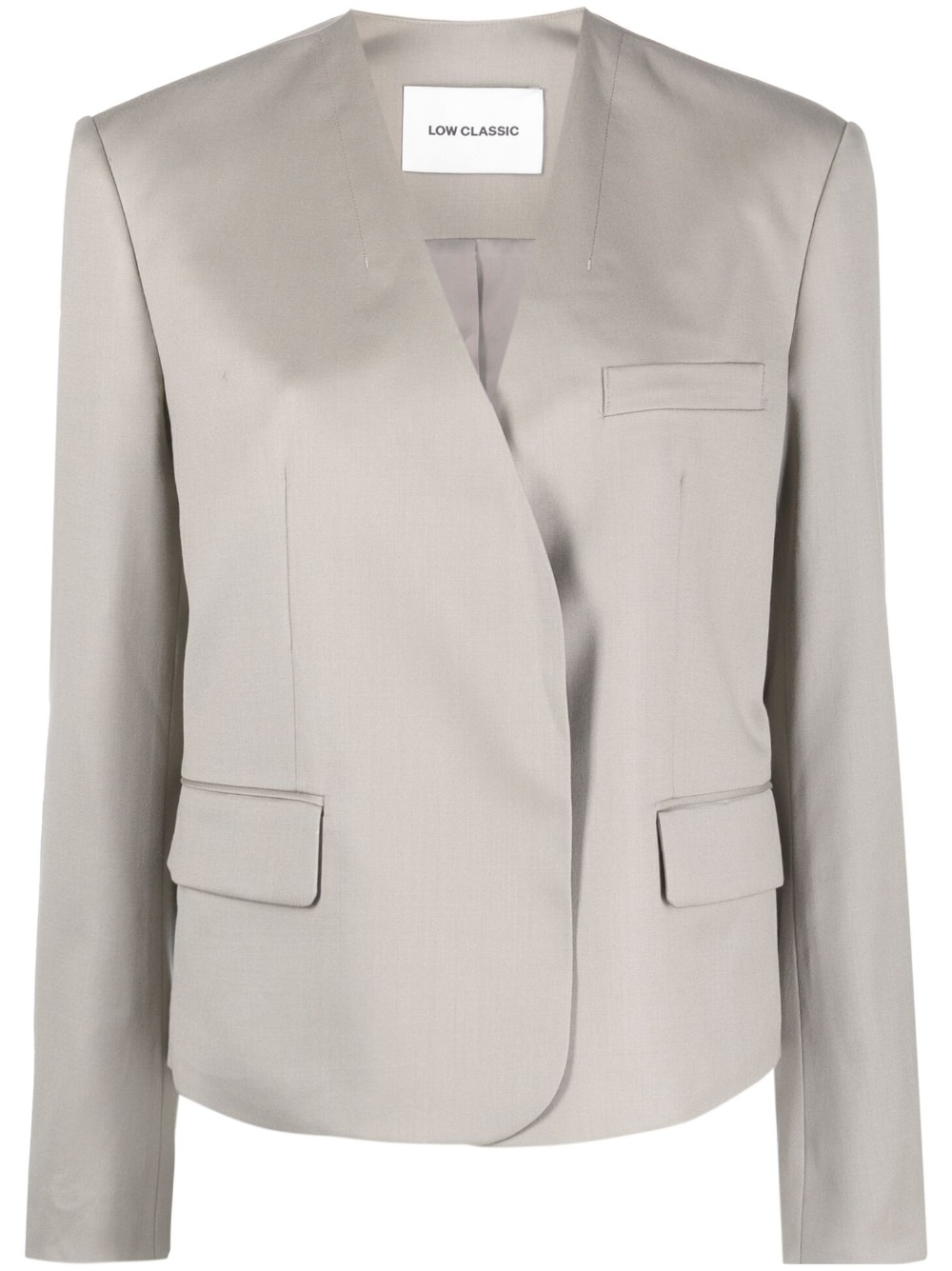 single-breasted collarless blazer - 1