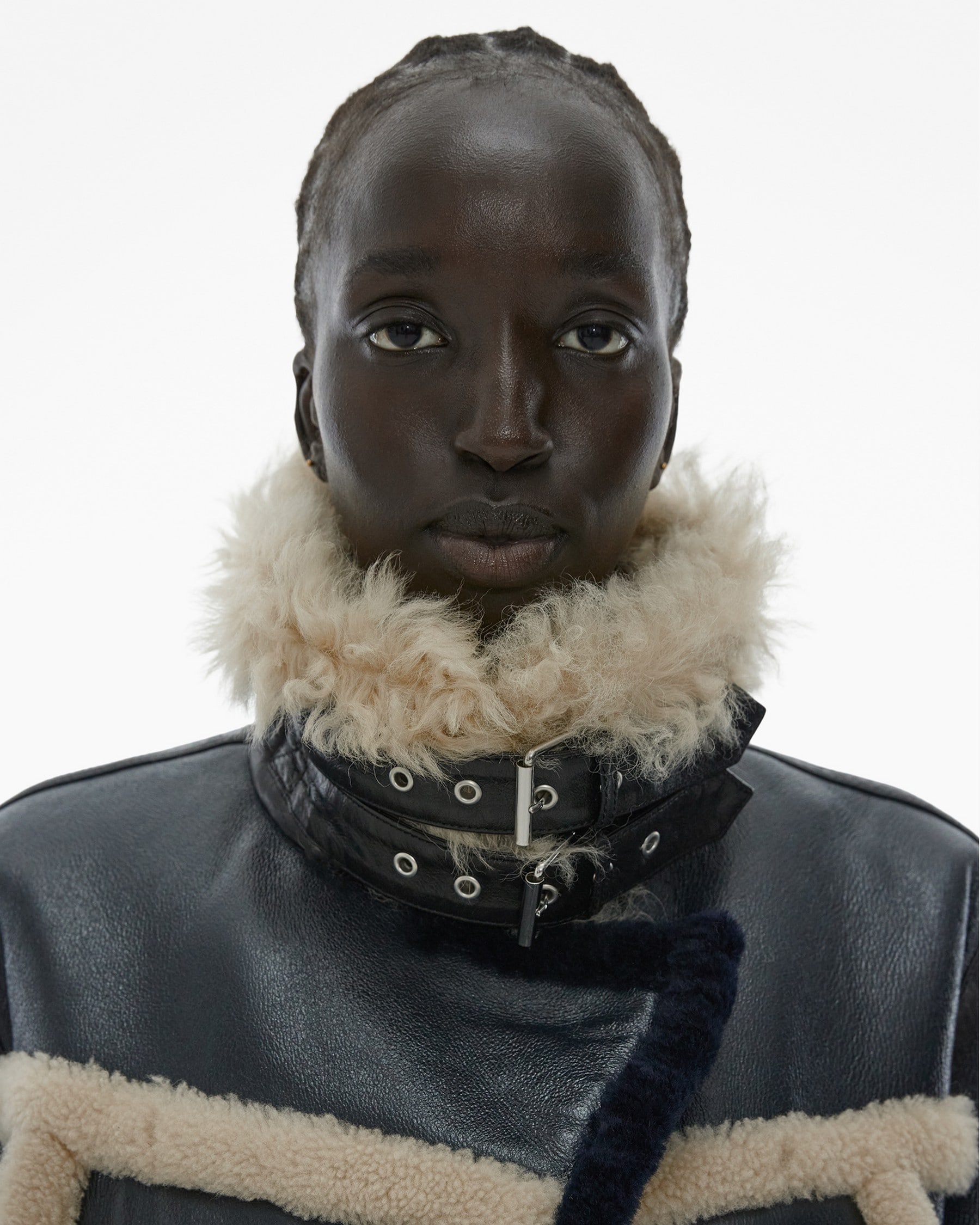 RIBBED SHEARLING AVIATOR JACKET - 7
