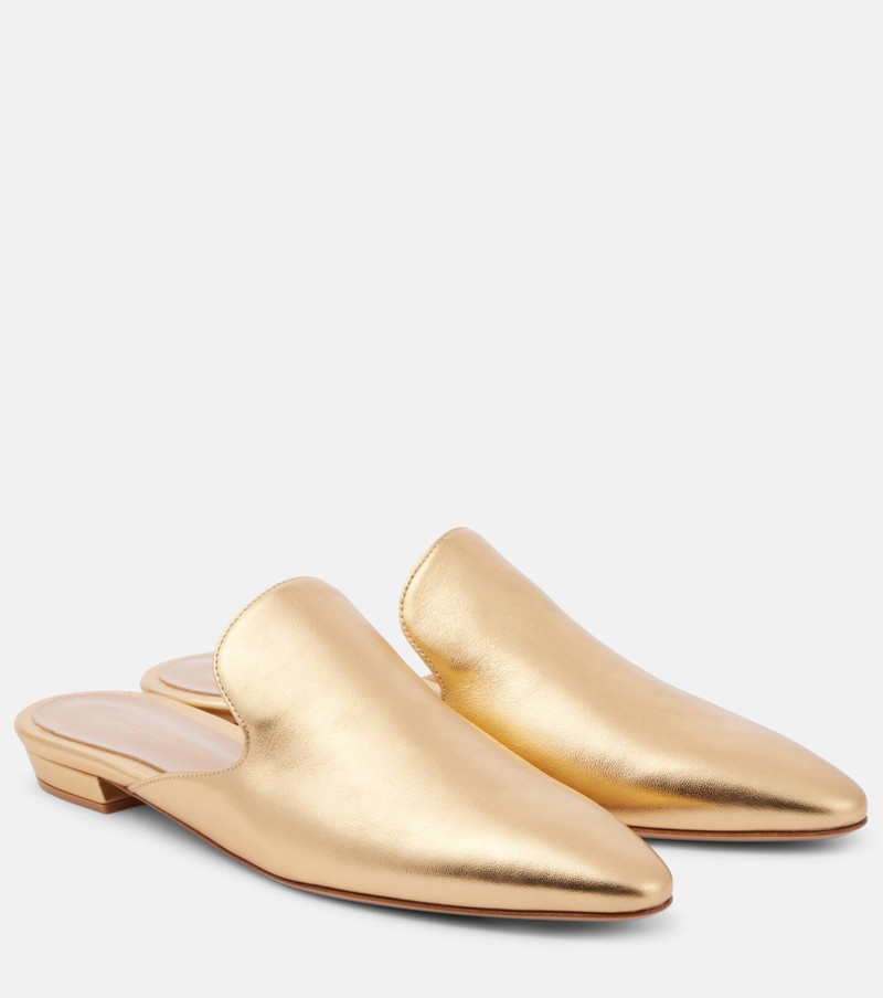 Metallic leather mules - 1