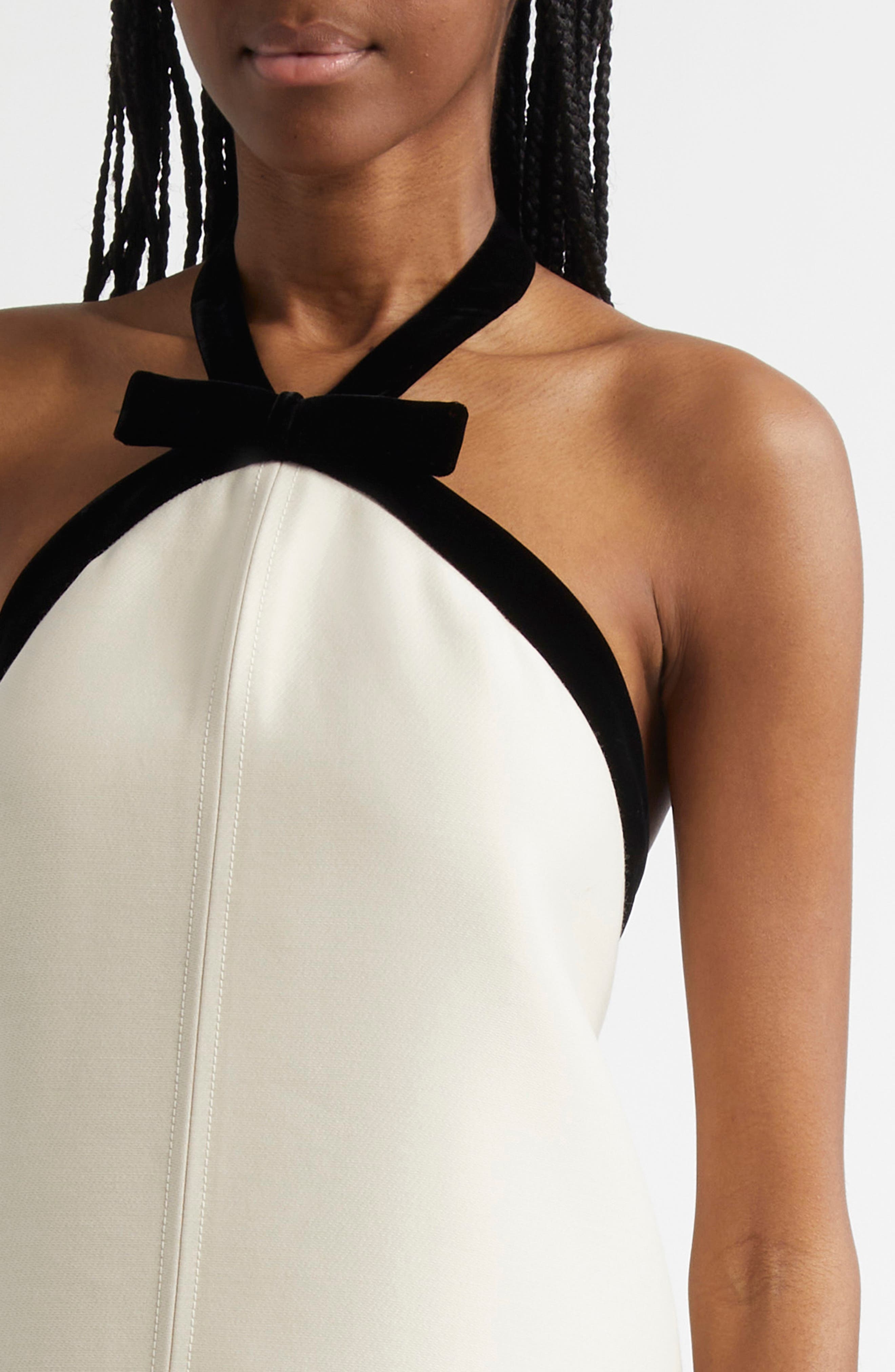 TOM FORD Wool & Silk Crepe Halter Minidress in Aw013 Ecru at Nordstrom - 4