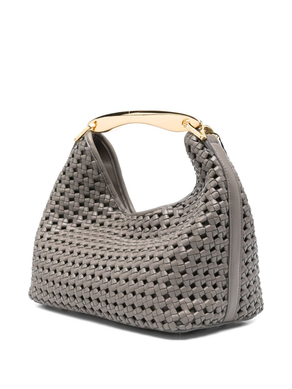 Boomerang woven leather top-handle tote bag - 3