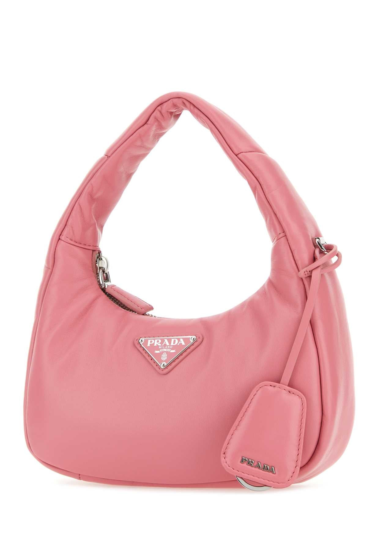 Prada Women Pink Nappa Leather Mini Prada Soft Handbag - 2