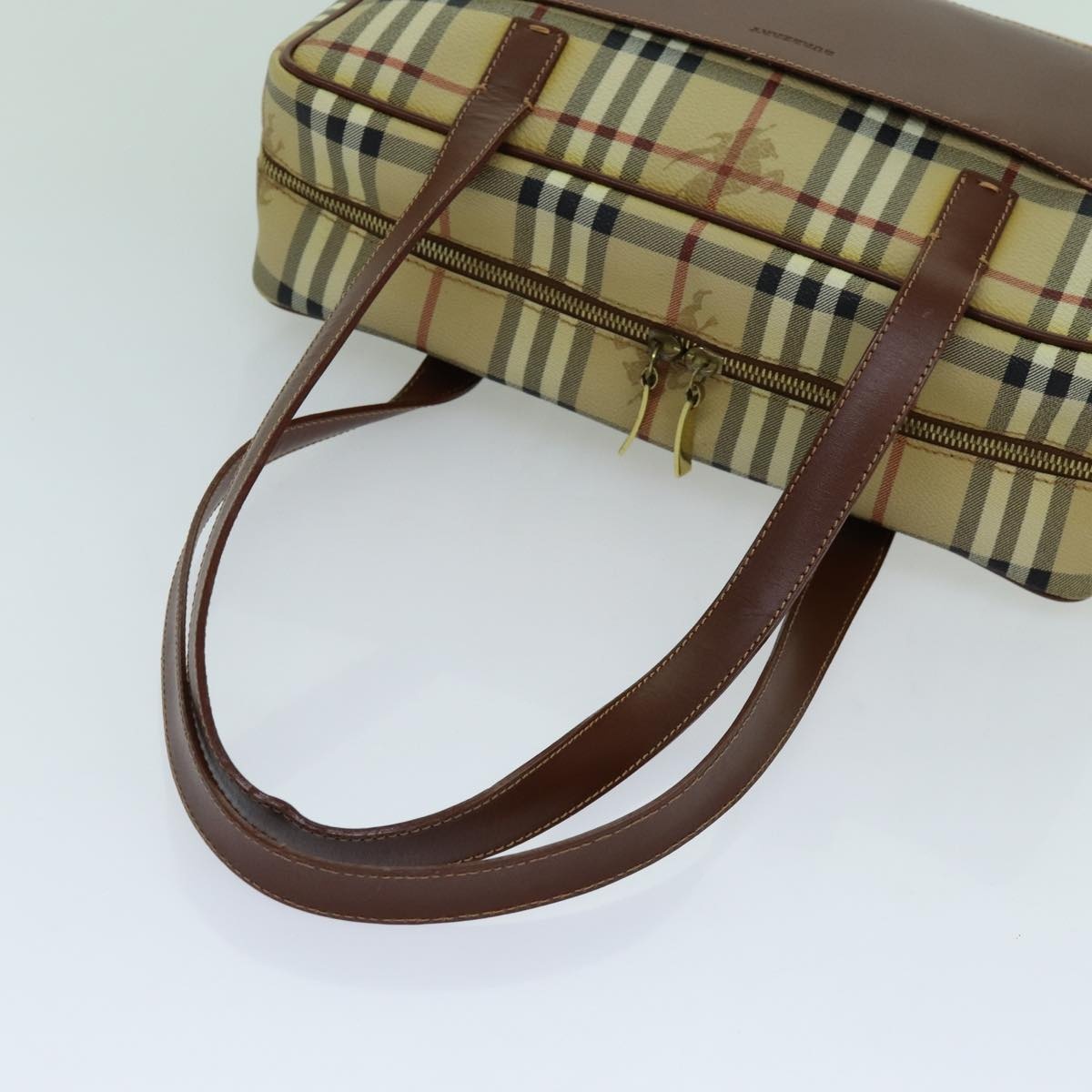Burberry Nova Check Shoulder Bag Pvc Leather Beige - 7