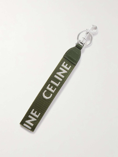 CELINE Leather-Trimmed Logo-Print Nylon Key Ring outlook