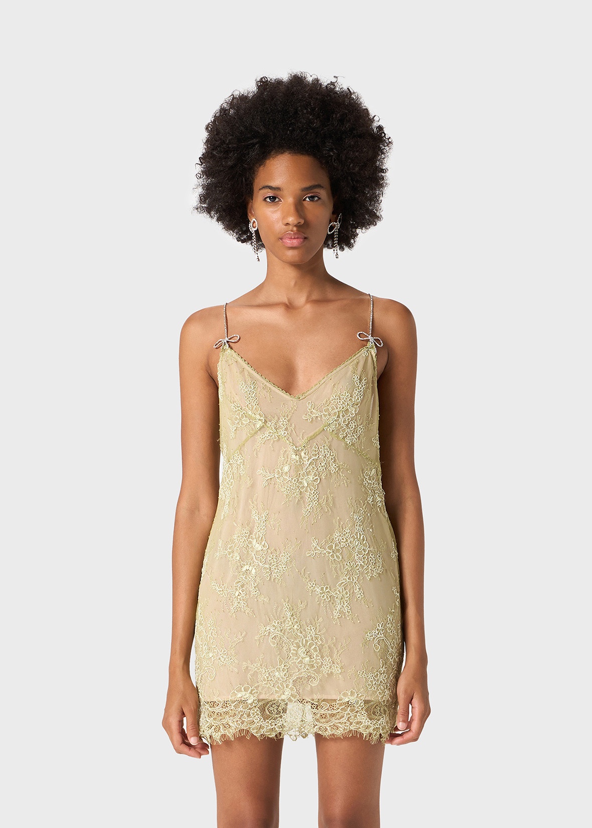 MINI DRESS IN RÉBRODÉ LACE WITH RHINESTONE DETAILS - 3