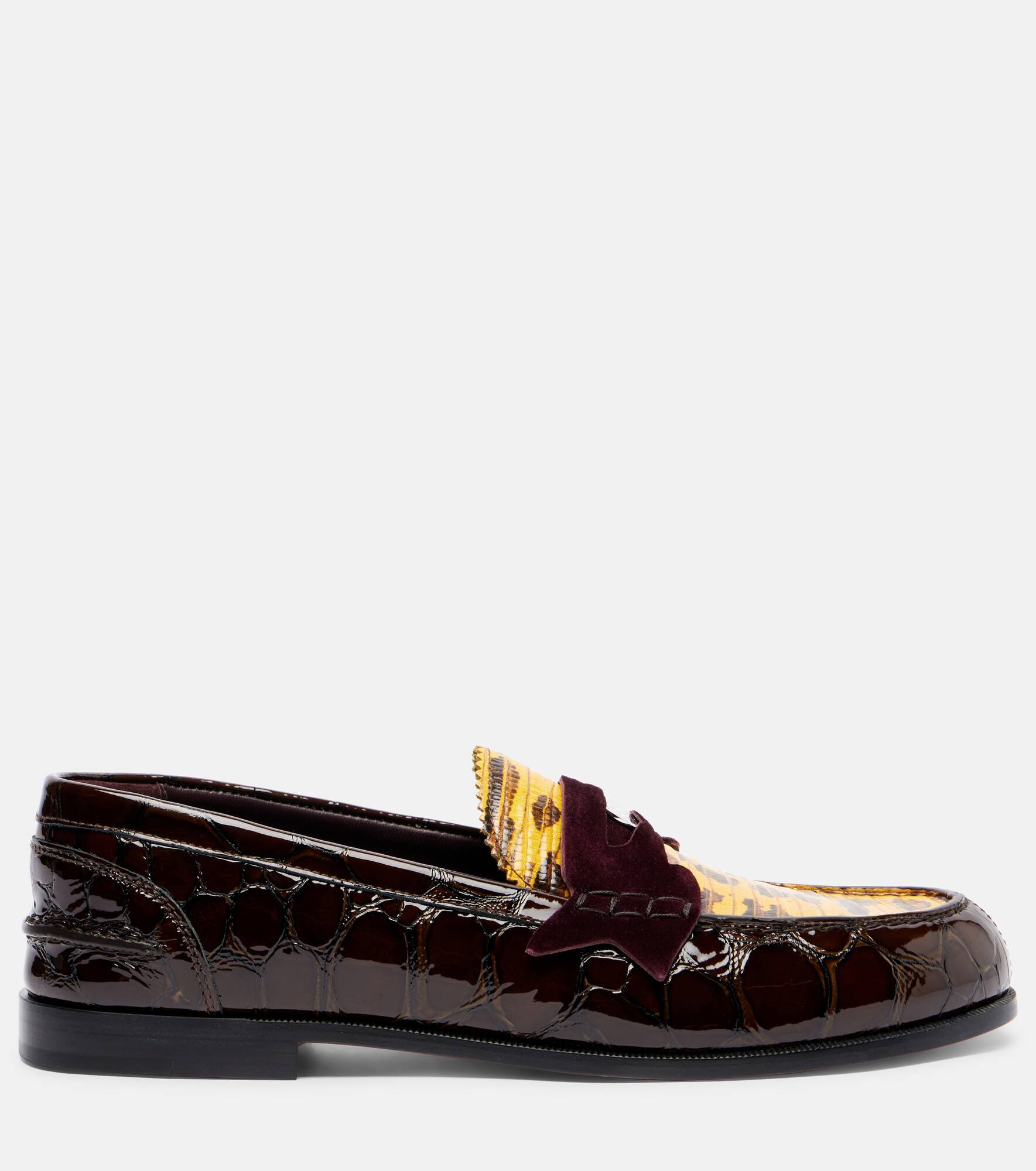 Penny croc-effect leather penny loafers - 4