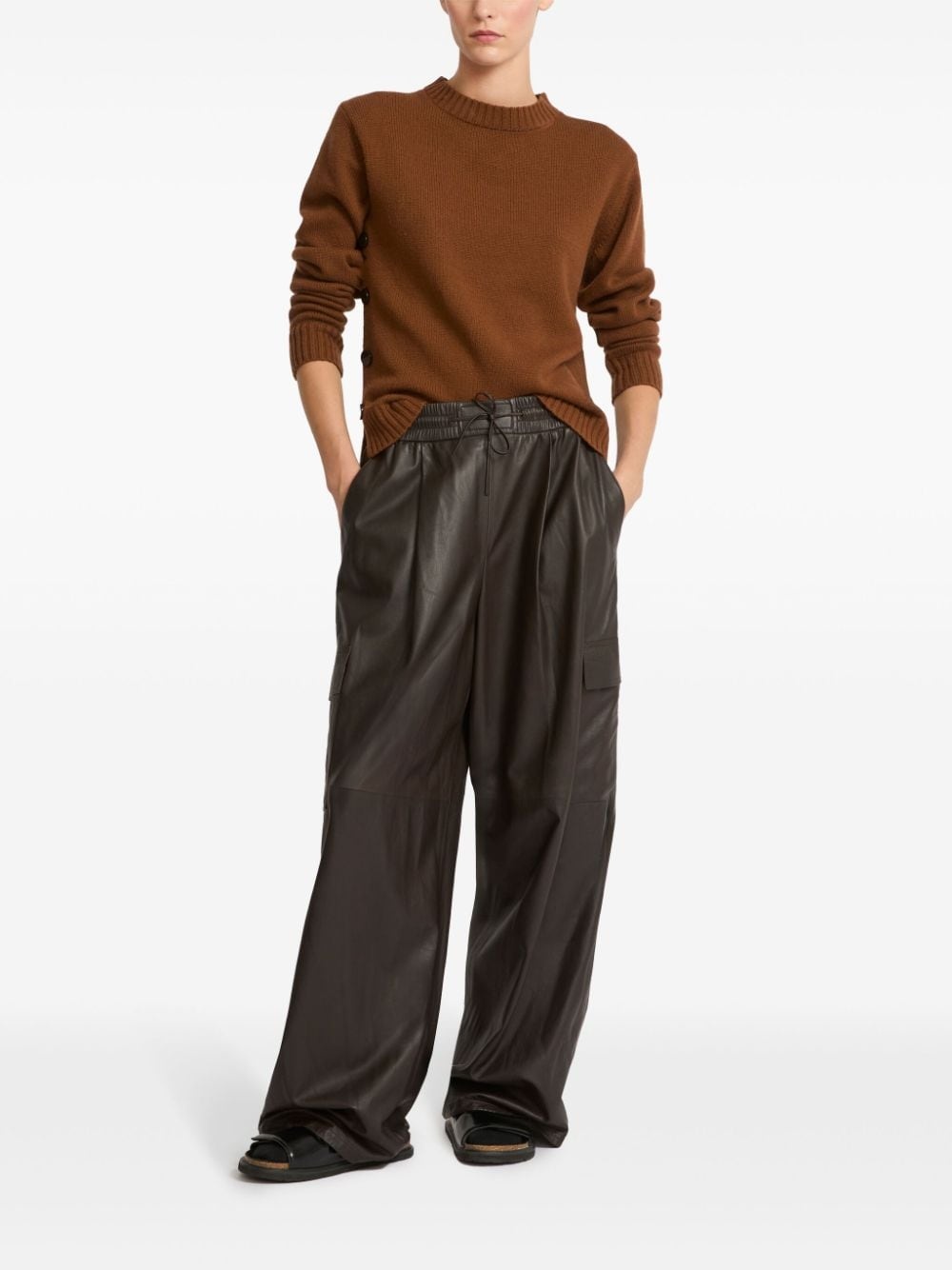 leather wide-leg trousers - 2