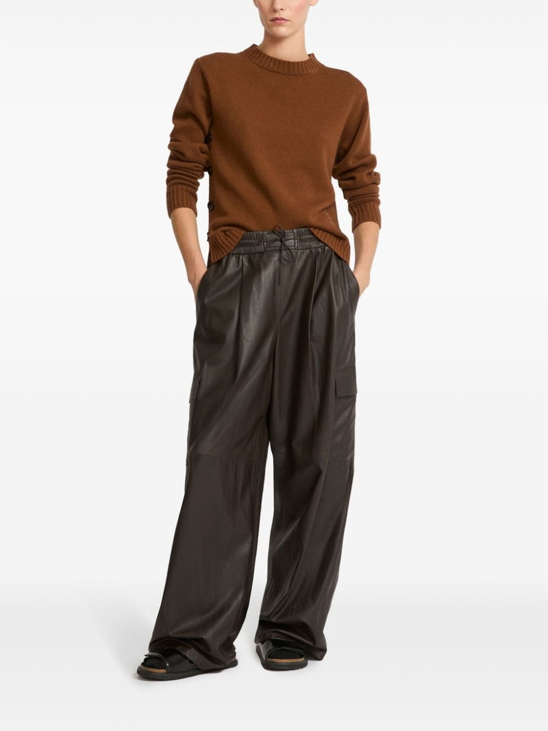 Yves Salomon leather wide-leg trousers outlook