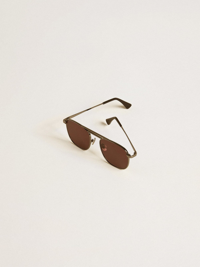 Golden Goose Aviator style sunglasses with black frame and lenses outlook