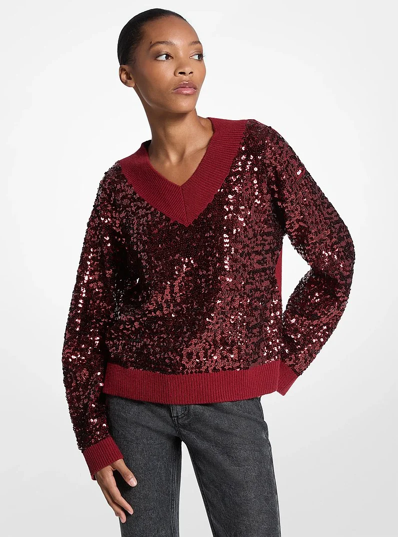 Sequined Cotton Blend Sweater - 1