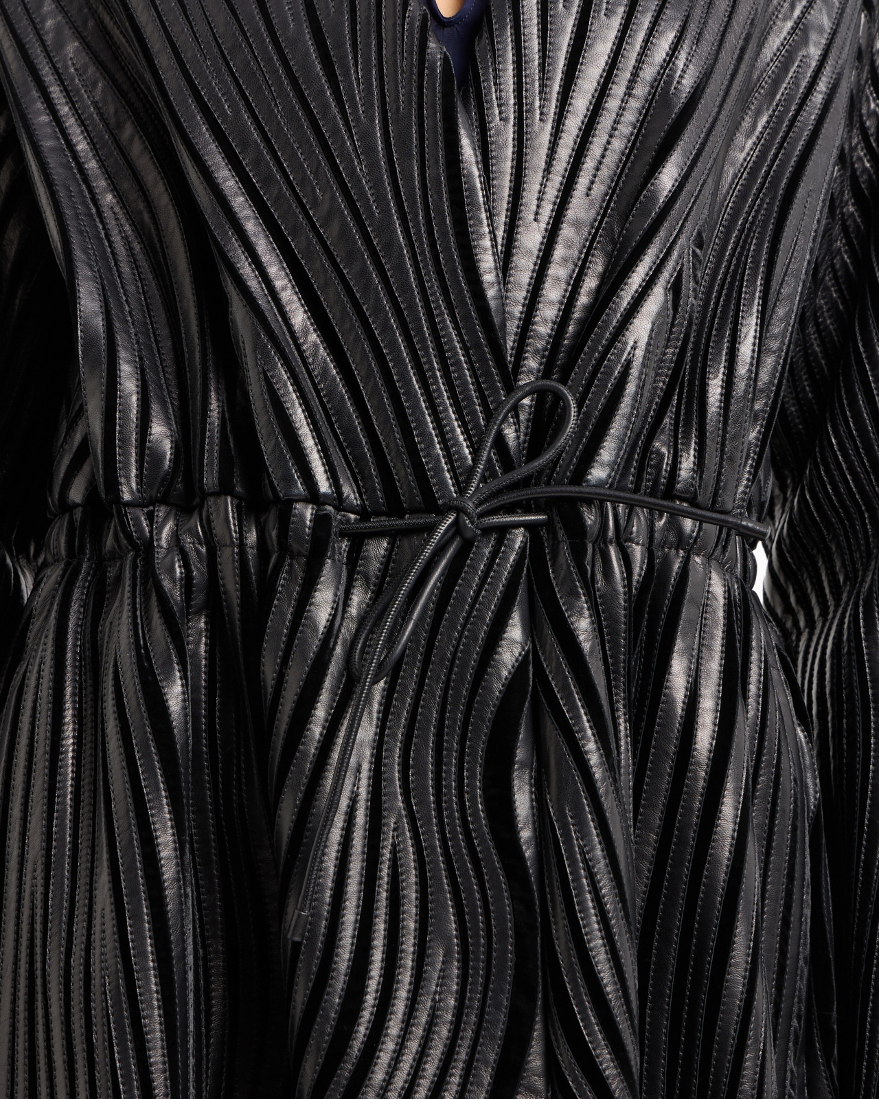 EMBROIDERED NAPPA LEATHER AND VELVET COAT - 6