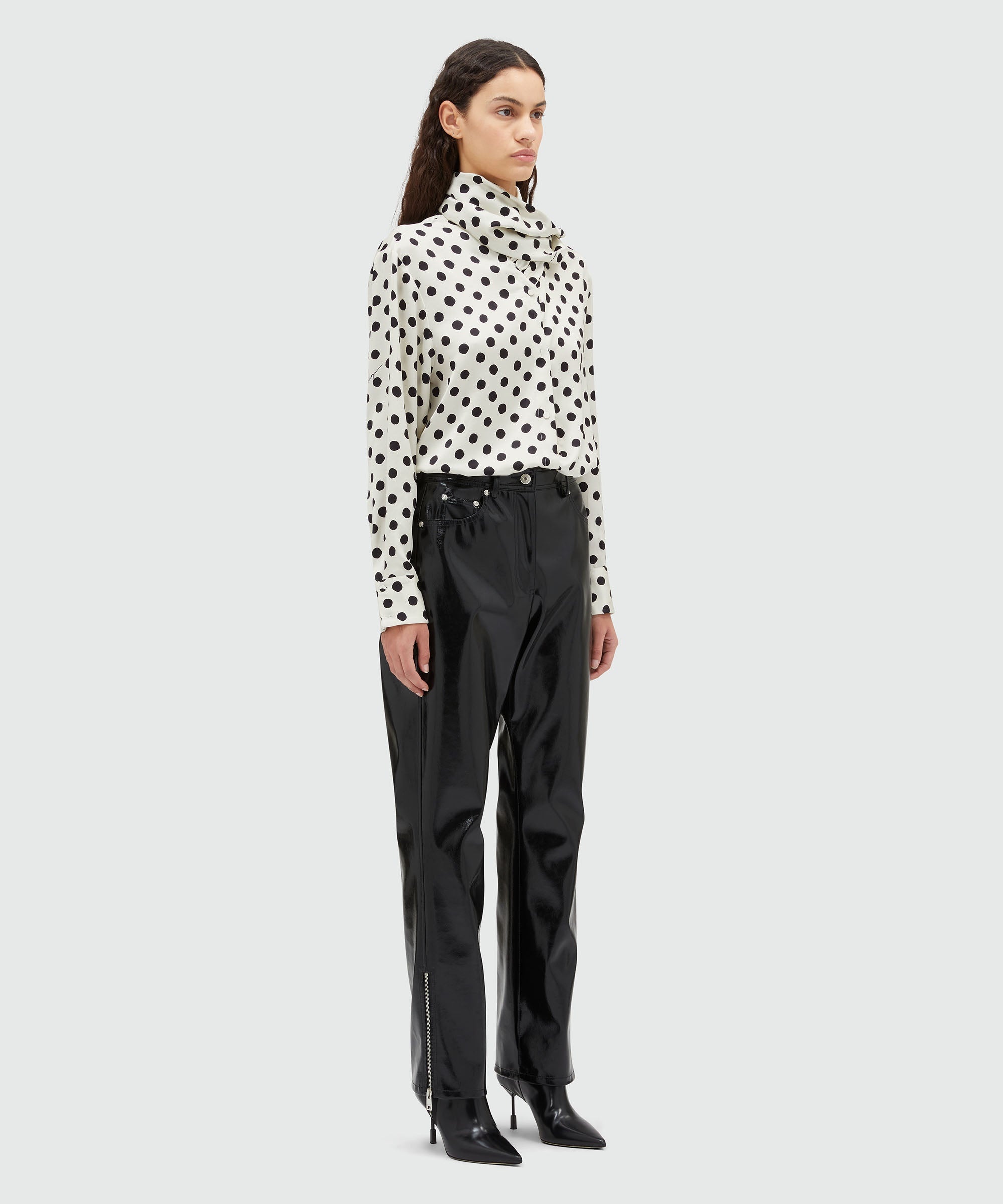 Blended silk shirt with scarf collar - 4