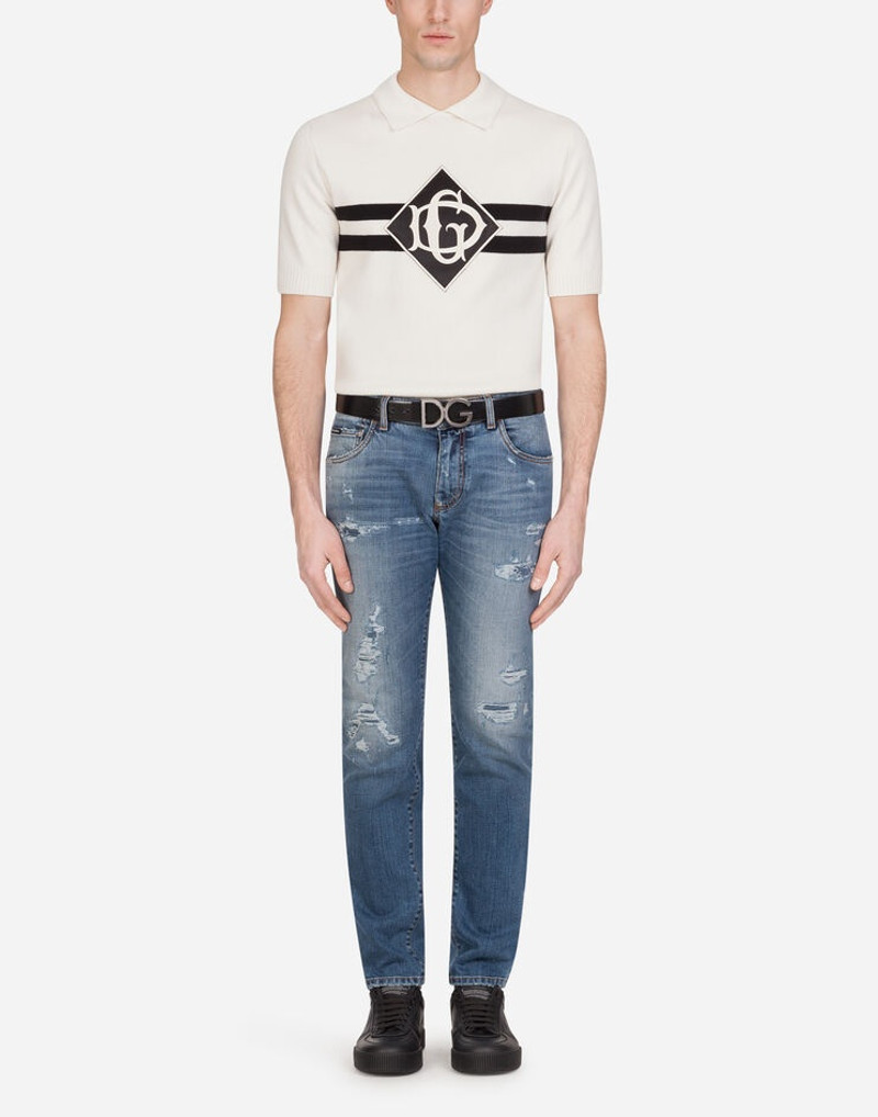 Slim-fit stretch jeans with patch 5