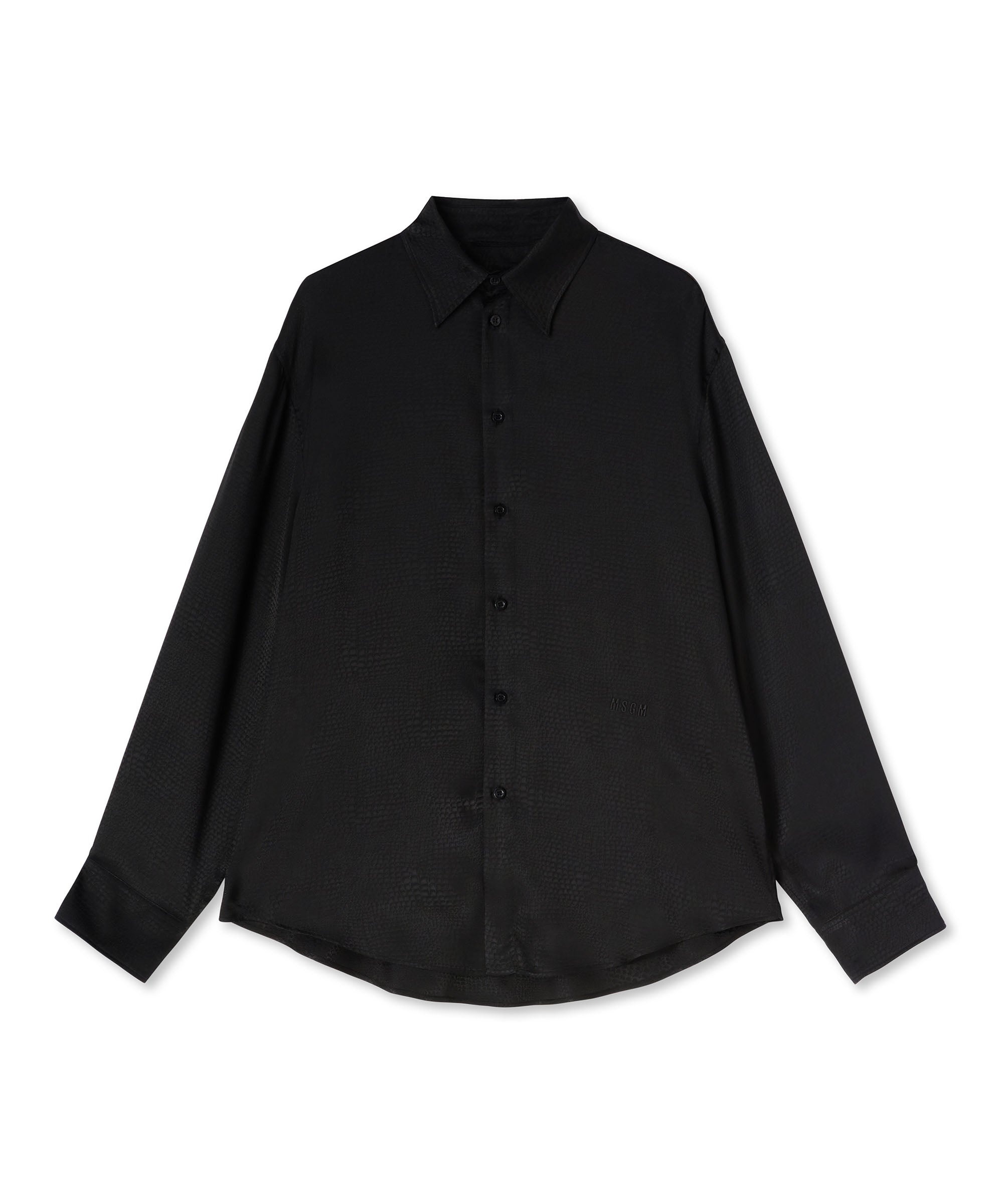 Solid color cellulose "Croco Satin" shirt - 1