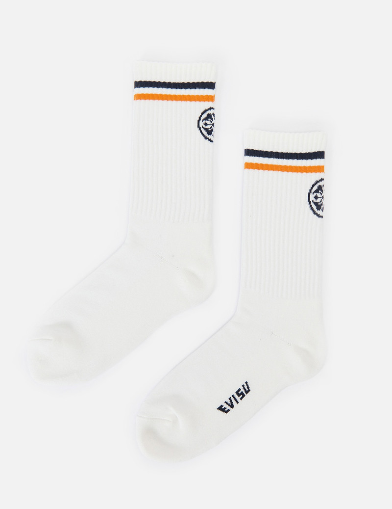 KAMON AND STRIPE JACQUARD LONG SOCKS 3