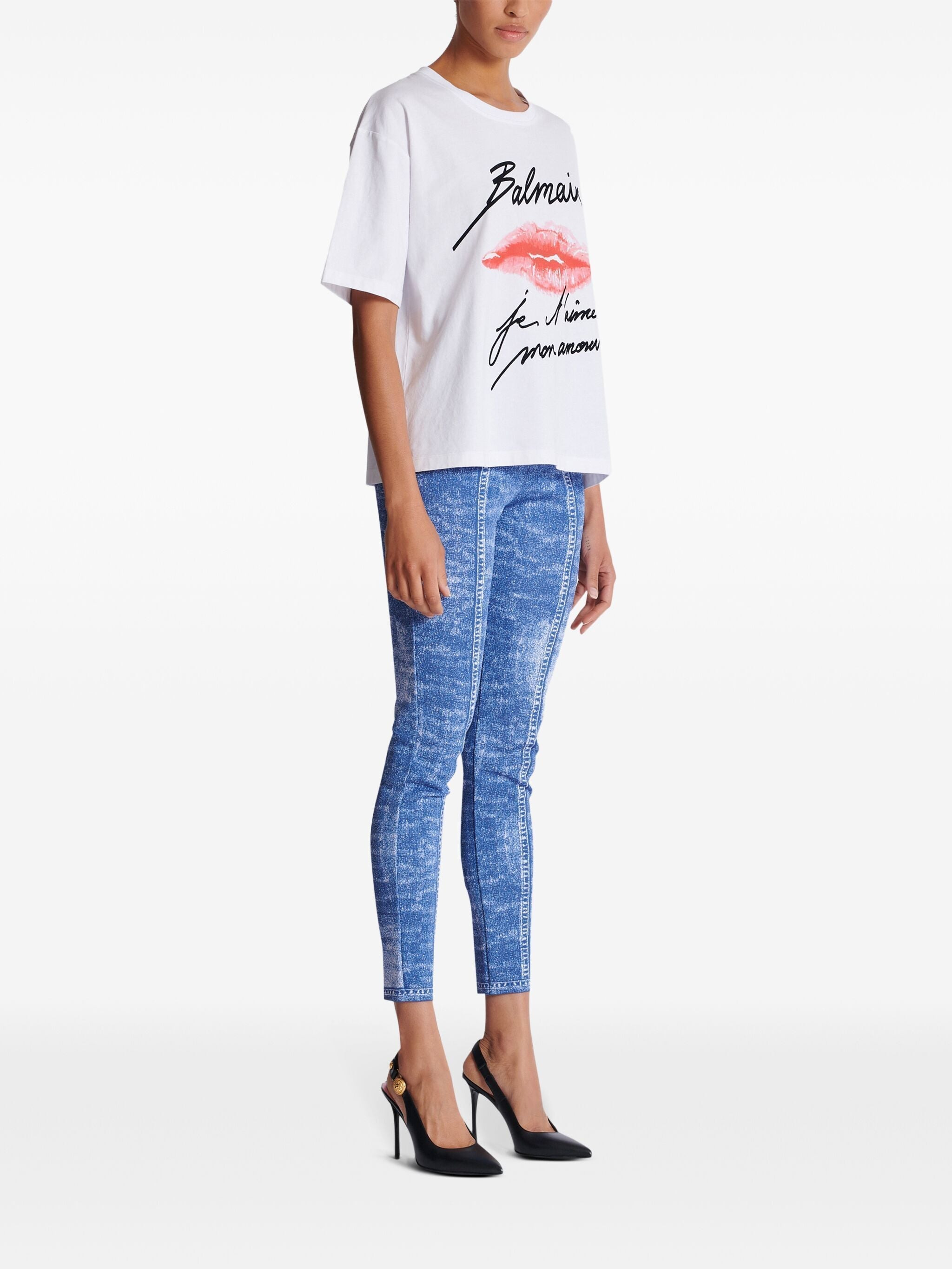 Balmain Women Ss Balmain Kiss Print T-Shirt - 6