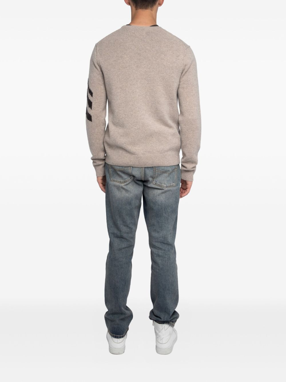 chevron-pattern cashmere sweater - 3