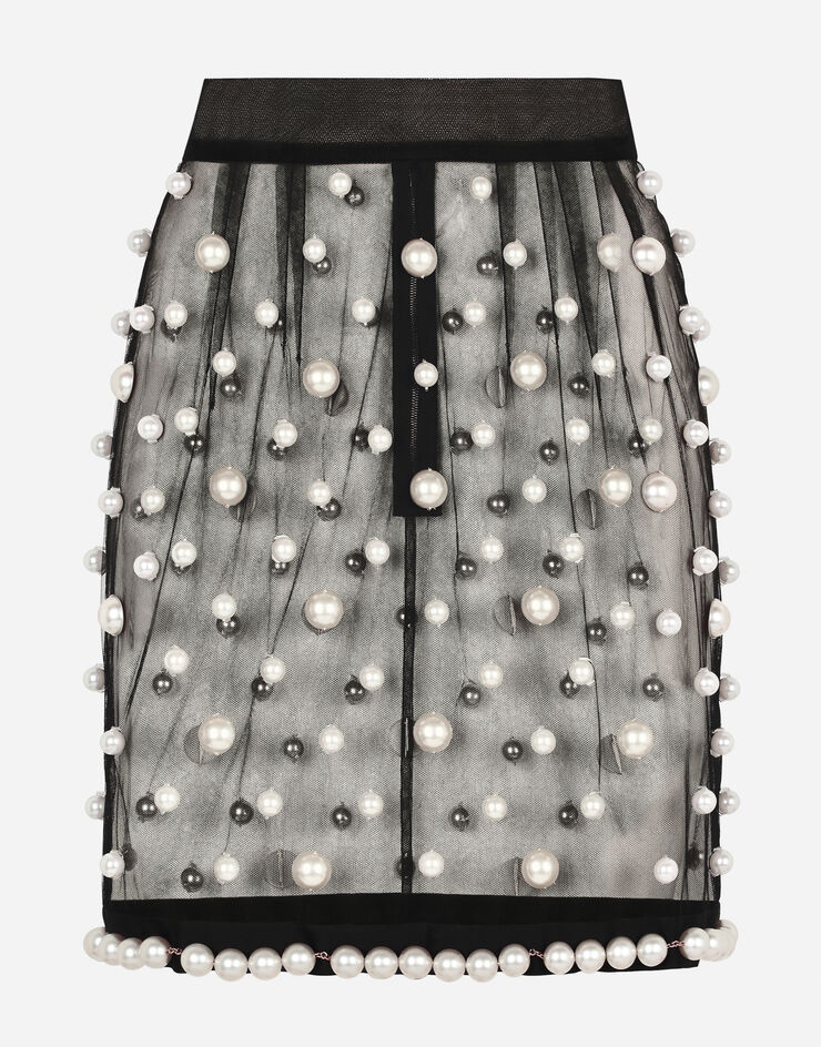 Short tulle skirt with pearl embellishment - 3