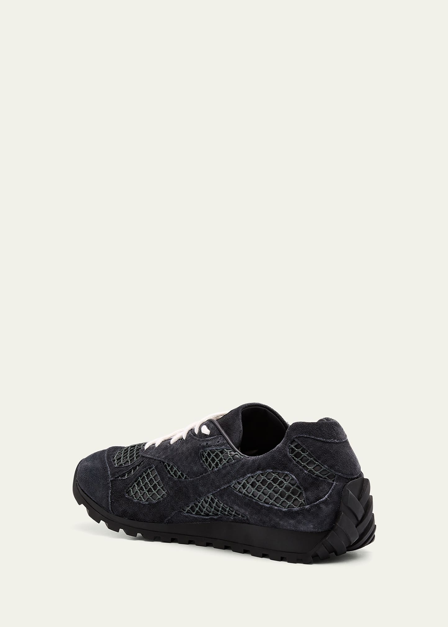 Men's Orbit Aged Leather and Fishnet Runner Sneakers - 4