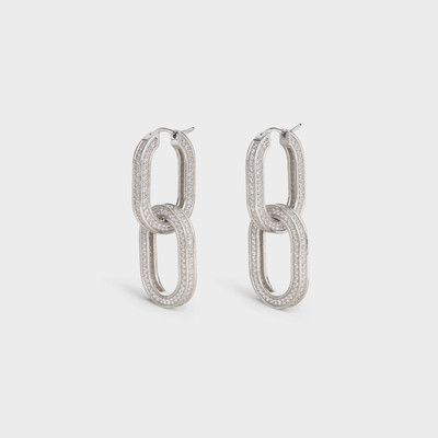 CELINE Edwige Double Hoops in Brass with Rhodium finish and Crystals outlook