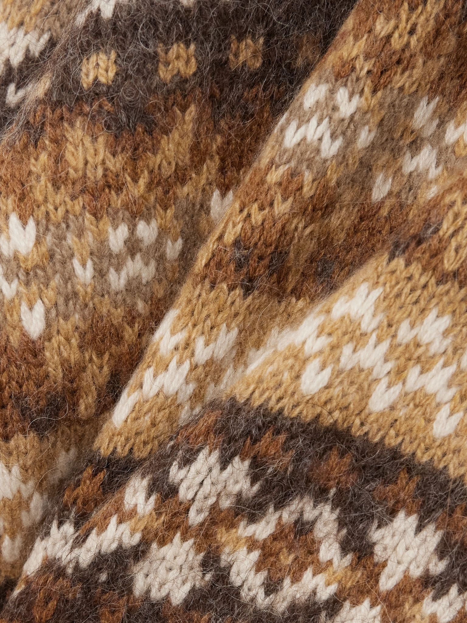 Scopello striped cashmere, alpaca and wool-blend jacquard turtleneck sweater Brown - 5