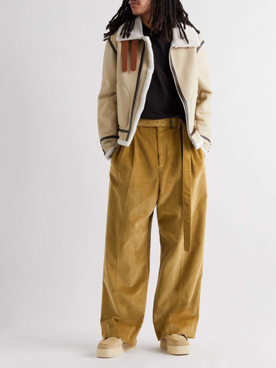 Loewe Wide-Leg Belted Pleated Cotton-Corduroy Trousers outlook