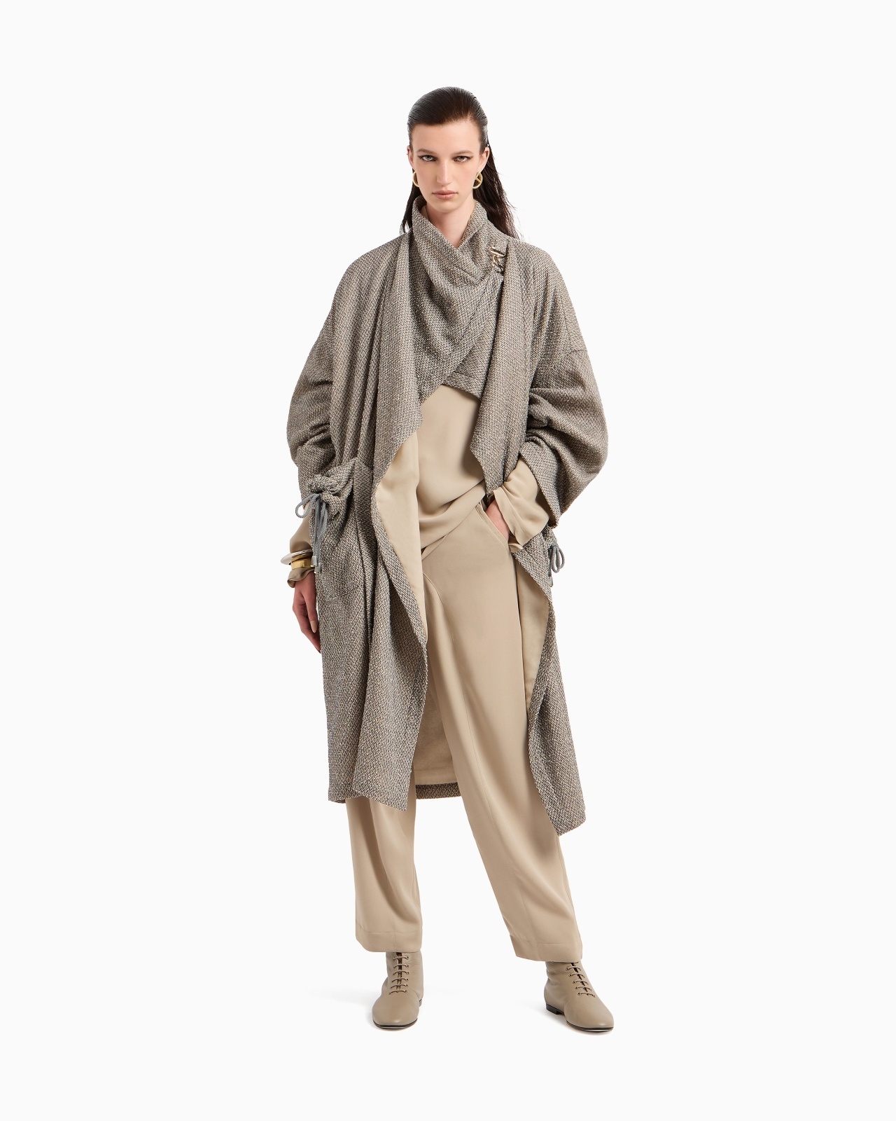 TRIPLE SILK GEORGETTE STRAIGHT TROUSERS - 2