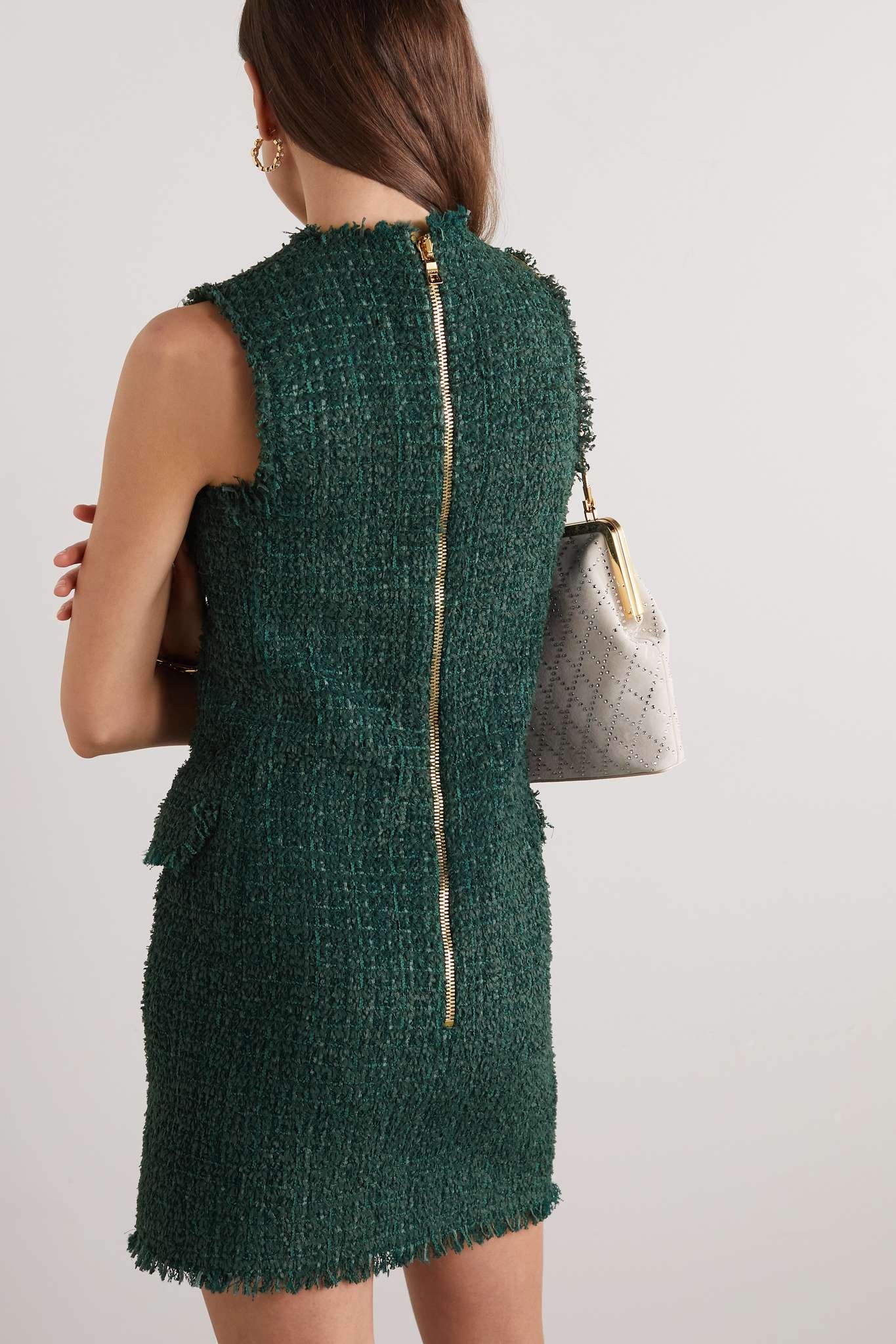 Balmain Button-embellished tweed mini dress | REVERSIBLE
