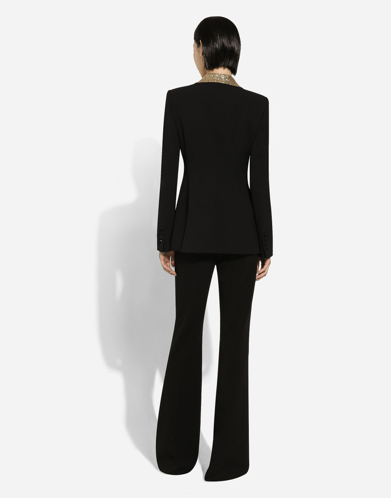Single-breasted wool Turlington jacket with sequined lapels 3