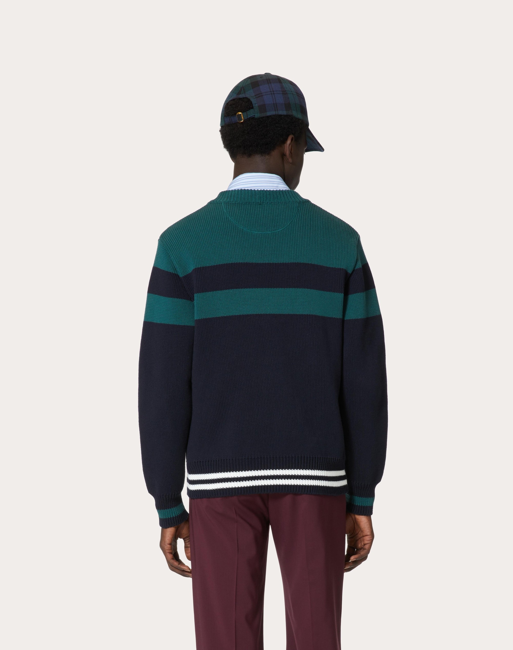 COTTON CARDIGAN WITH EMBROIDERED V LOGO PATCH - 4