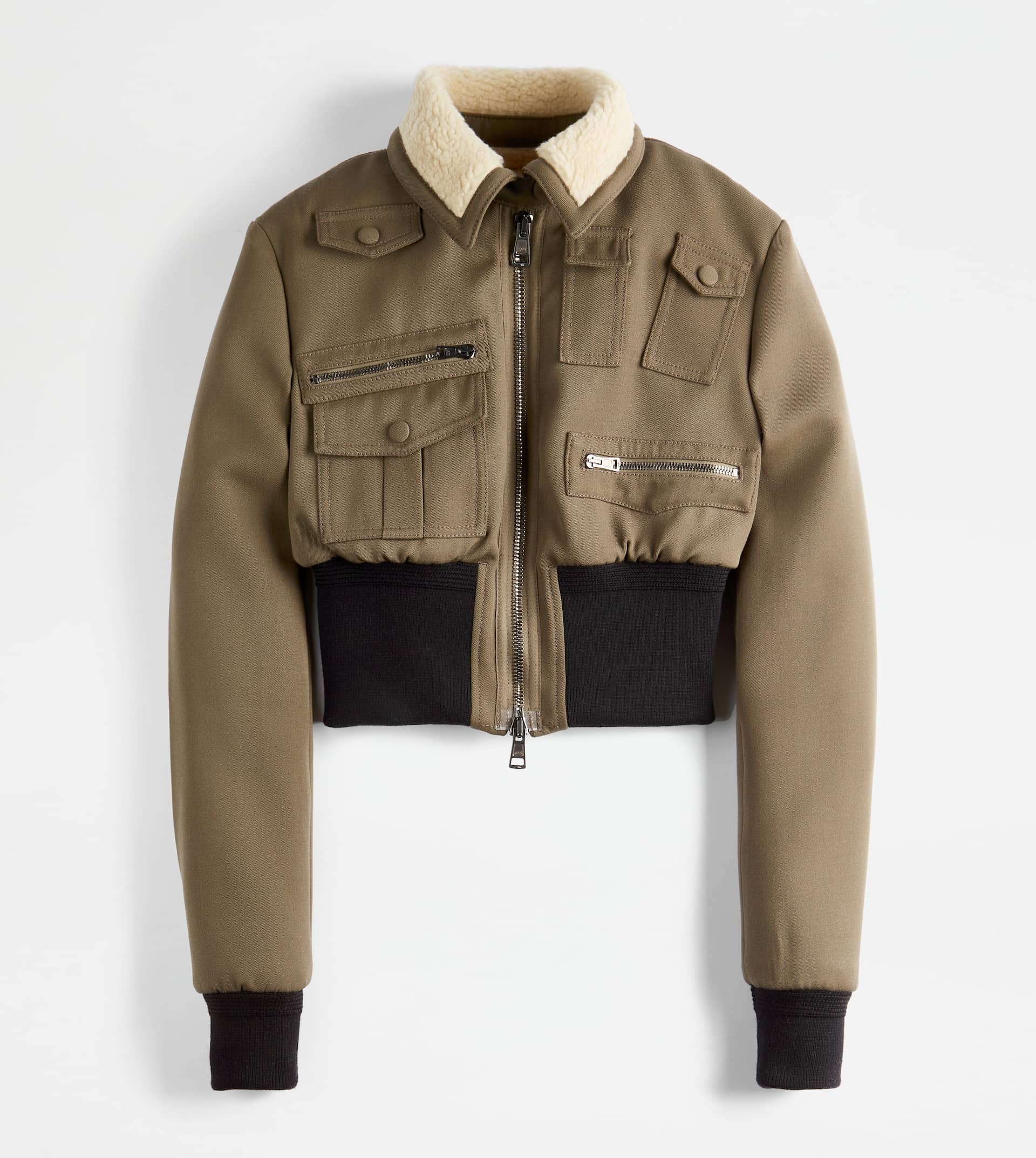 AVIATOR JACKET IN WOOL - GREEN - 1